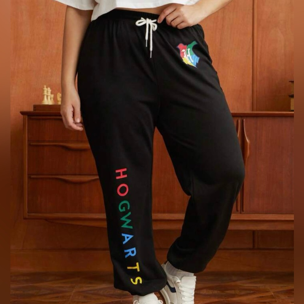 NEW 0 XL HARRY POTTER X SHEIN Plus Letter Graphic Drawstring Waist Sweatpants
